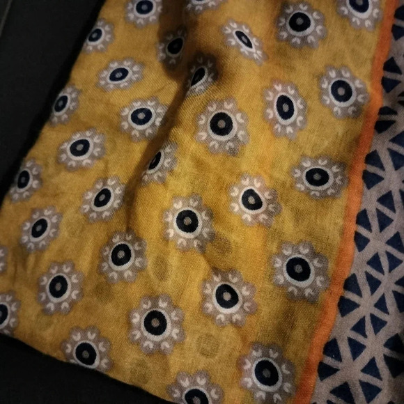 SOUQ Dark blue Mustard Semi Sheer Scarf Multifunctional Rectangle Tassel - Picture 6 of 12